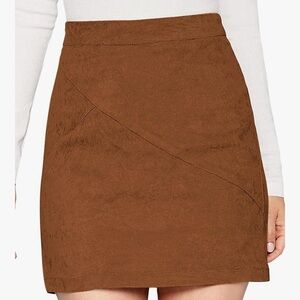 🆕 Chic Brown Pencil Skirt for Women Mangopop mini faux suede high waisted size L